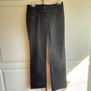 Bisou Bisou Michele‎ Bohbot Dark Wash Denim Jeans Red Stitching Size 4